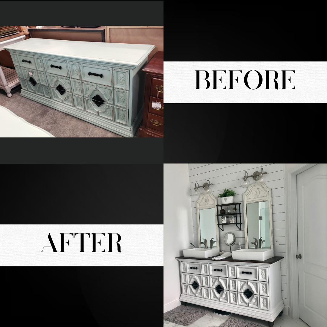 Antique Dresser to Bathroom Vanity